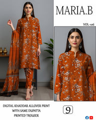 MARIA.B ALLOVER DIGITAL PRINTED KHADAR 3-PIECE