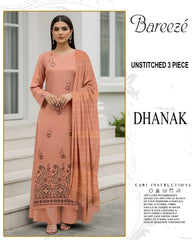 BREEZE 3-PIECE  EMBORIDERY DHANAK WITH SANCY SHAWL
