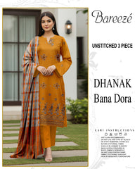 BREEZE 3-PIECE  EMBORIDERY DHANAK WITH SANCY SHAWL