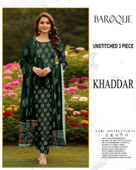 BAROQUE 3-PIECE PRINTED KHADDAR UNSTITCHED