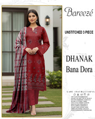 BREEZE 3-PIECE  EMBORIDERY DHANAK WITH SANCY SHAWL