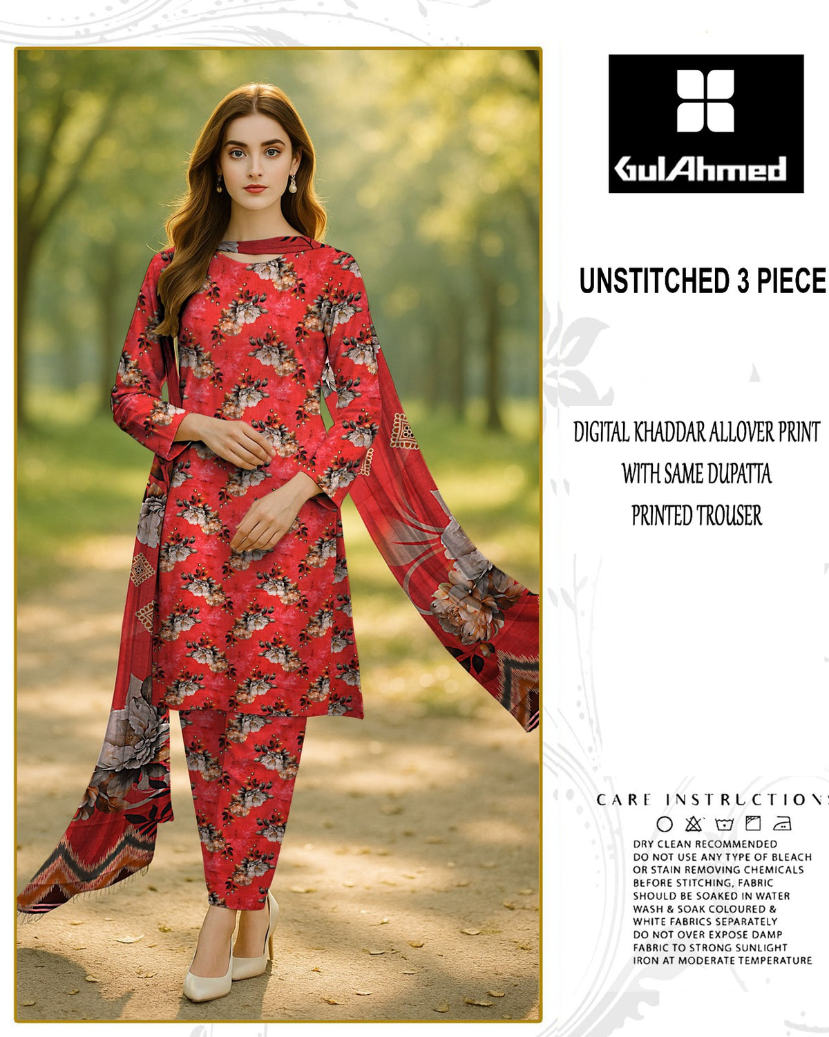 GULAHMED 3-PIECE ALLOVER PRINTED KHADAR