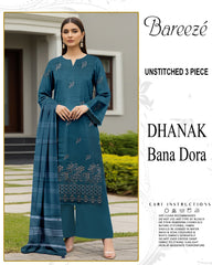 BREEZE 3-PIECE  EMBORIDERY DHANAK WITH SANCY SHAWL