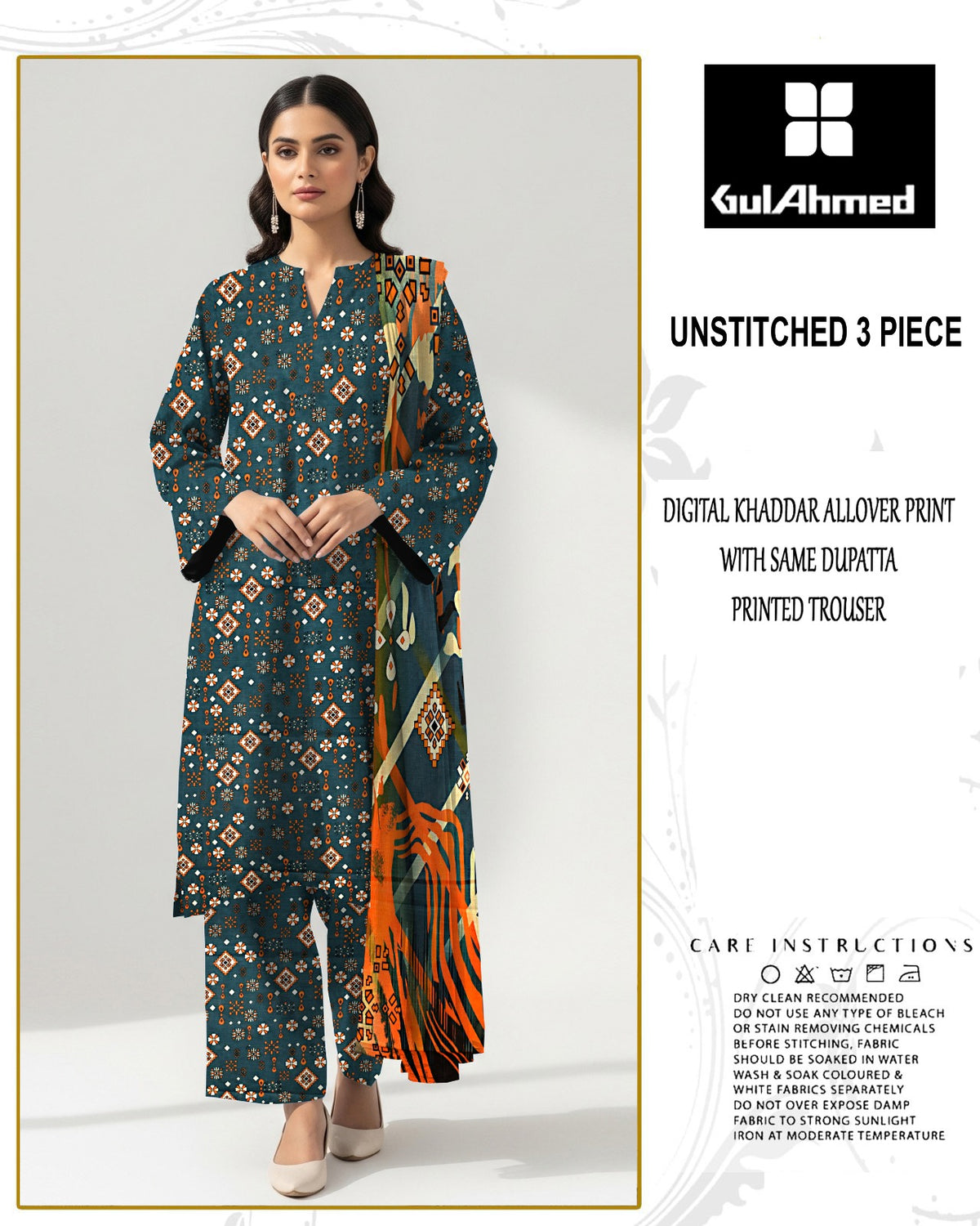 GULAHMED 3-PIECE ALLOVER PRINTED KHADAR
