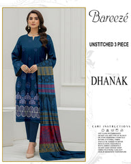 BREEZE 3-PIECE  EMBORIDERY DHANAK WITH SANCY SHAWL
