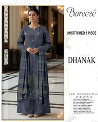 BREEZE 3-PIECE  EMBORIDERY DHANAK WITH SANCY SHAWL