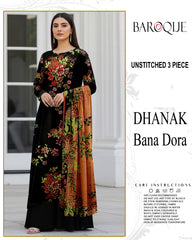 BAROQUE 3-PIECE DIGITAL PRINTED DHANAK BANA DORA UNSTITCHED
