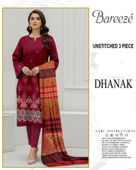 BREEZE 3-PIECE  EMBORIDERY DHANAK WITH SANCY SHAWL