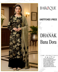 BAROQUE 3-PIECE DIGITAL PRINTED DHANAK BANA DORA UNSTITCHED