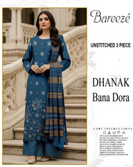 BREEZE 3-PIECE  EMBORIDERY DHANAK WITH SANCY SHAWL