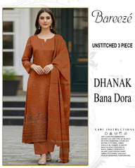 BREEZE 3-PIECE  EMBORIDERY DHANAK WITH SANCY SHAWL