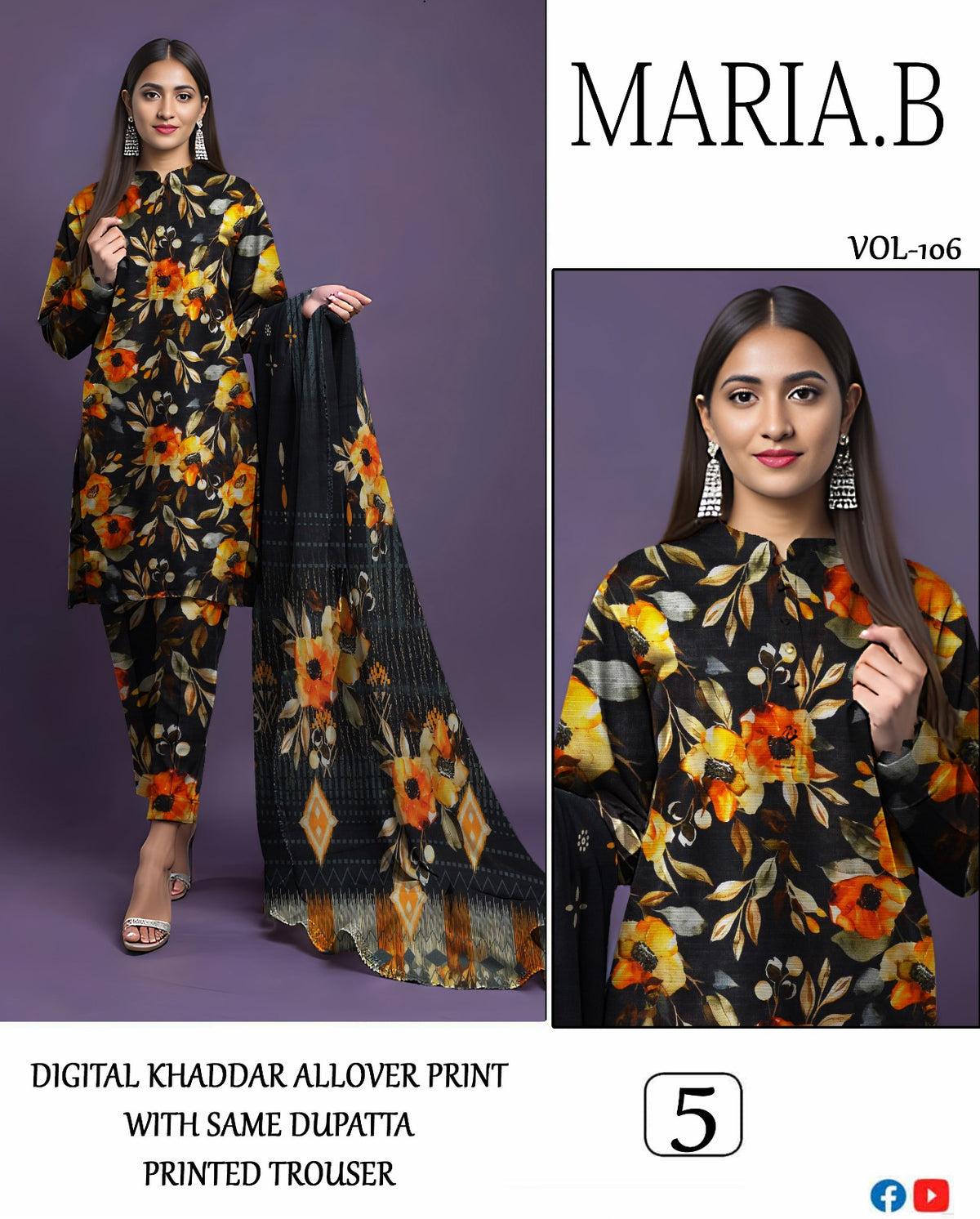 MARIA.B ALLOVER DIGITAL PRINTED KHADAR 3-PIECE