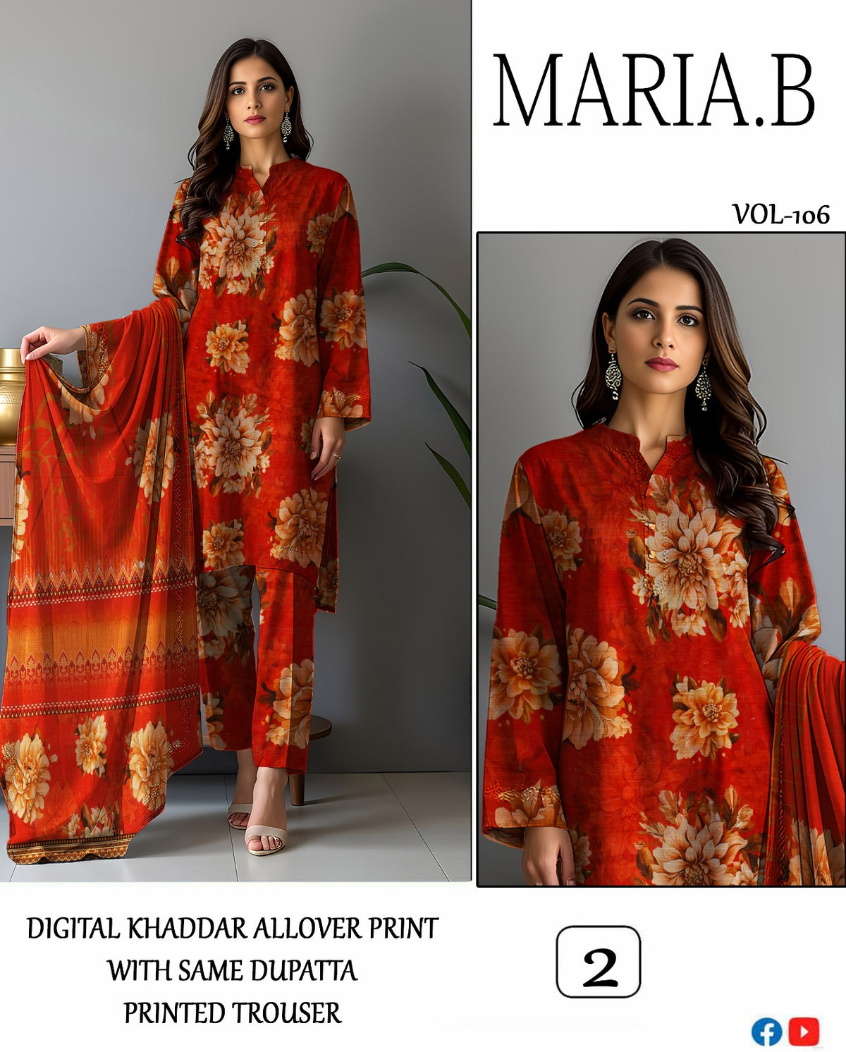 MARIA.B ALLOVER DIGITAL PRINTED KHADAR 3-PIECE