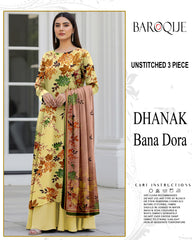 BAROQUE 3-PIECE DIGITAL PRINTED DHANAK BANA DORA UNSTITCHED