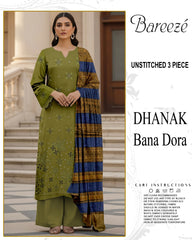 BREEZE 3-PIECE  EMBORIDERY DHANAK WITH SANCY SHAWL