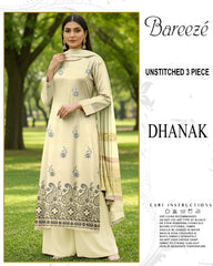 BREEZE 3-PIECE  EMBORIDERY DHANAK WITH SANCY SHAWL