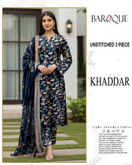 BAROQUE 3-PIECE PRINTED KHADDAR UNSTITCHED