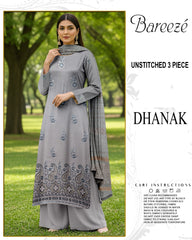 BREEZE 3-PIECE  EMBORIDERY DHANAK WITH SANCY SHAWL