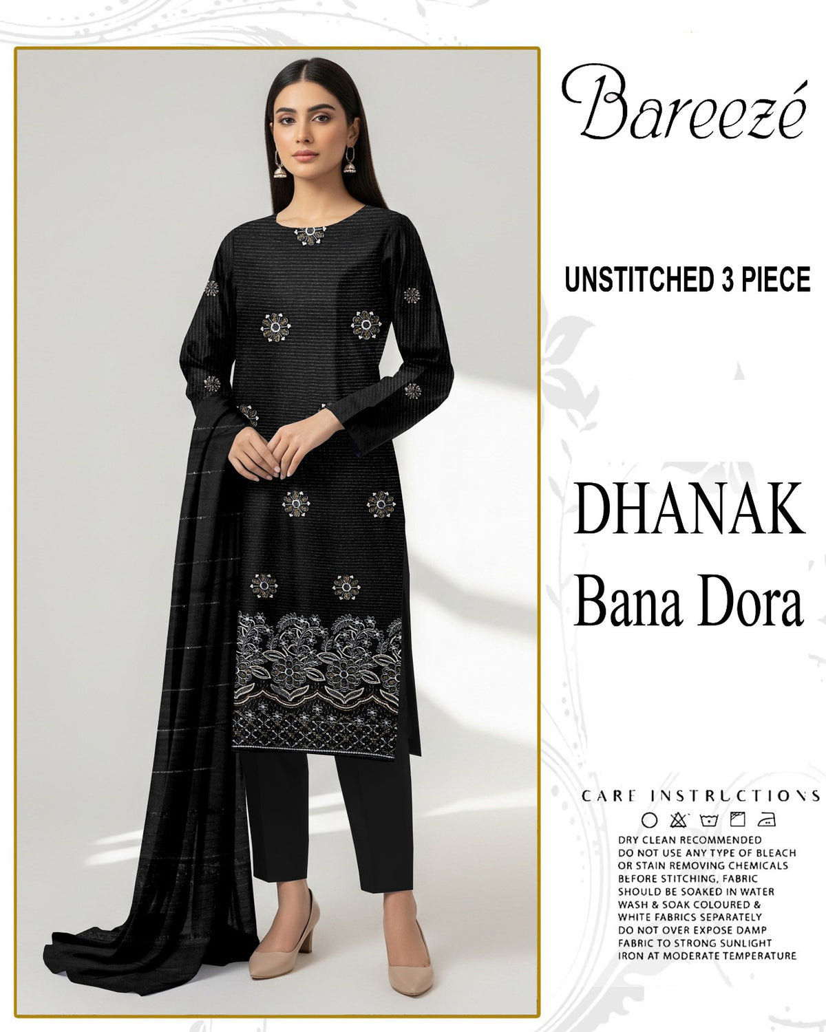 BREEZE 3-PIECE  EMBORIDERY DHANAK WITH SANCY SHAWL