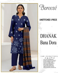 BREEZE 3-PIECE  EMBORIDERY DHANAK WITH SANCY SHAWL