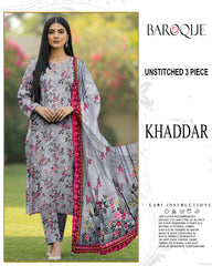 BAROQUE 3-PIECE PRINTED KHADDAR UNSTITCHED