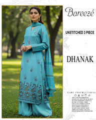 BREEZE 3-PIECE  EMBORIDERY DHANAK WITH SANCY SHAWL