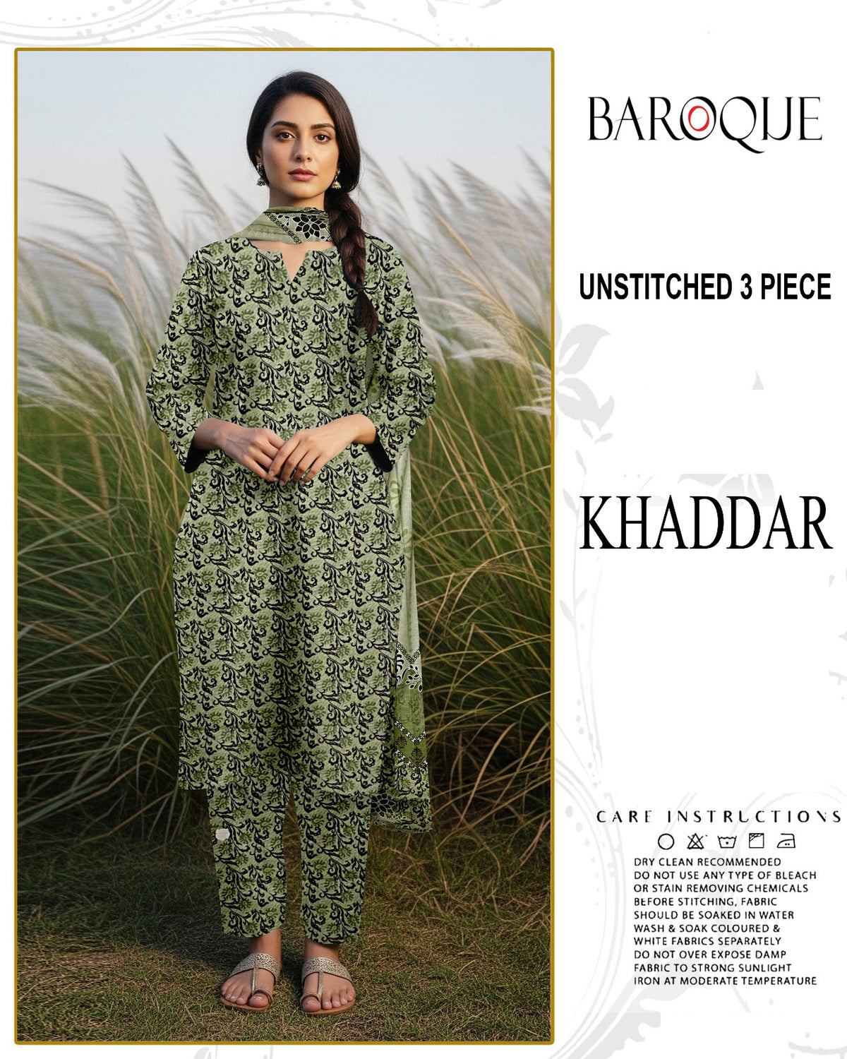 BAROQUE 3-PIECE PRINTED KHADDAR UNSTITCHED