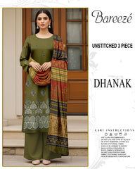 BREEZE 3-PIECE  EMBORIDERY DHANAK WITH SANCY SHAWL