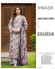 BAROQUE 3-PIECE PRINTED KHADDAR UNSTITCHED