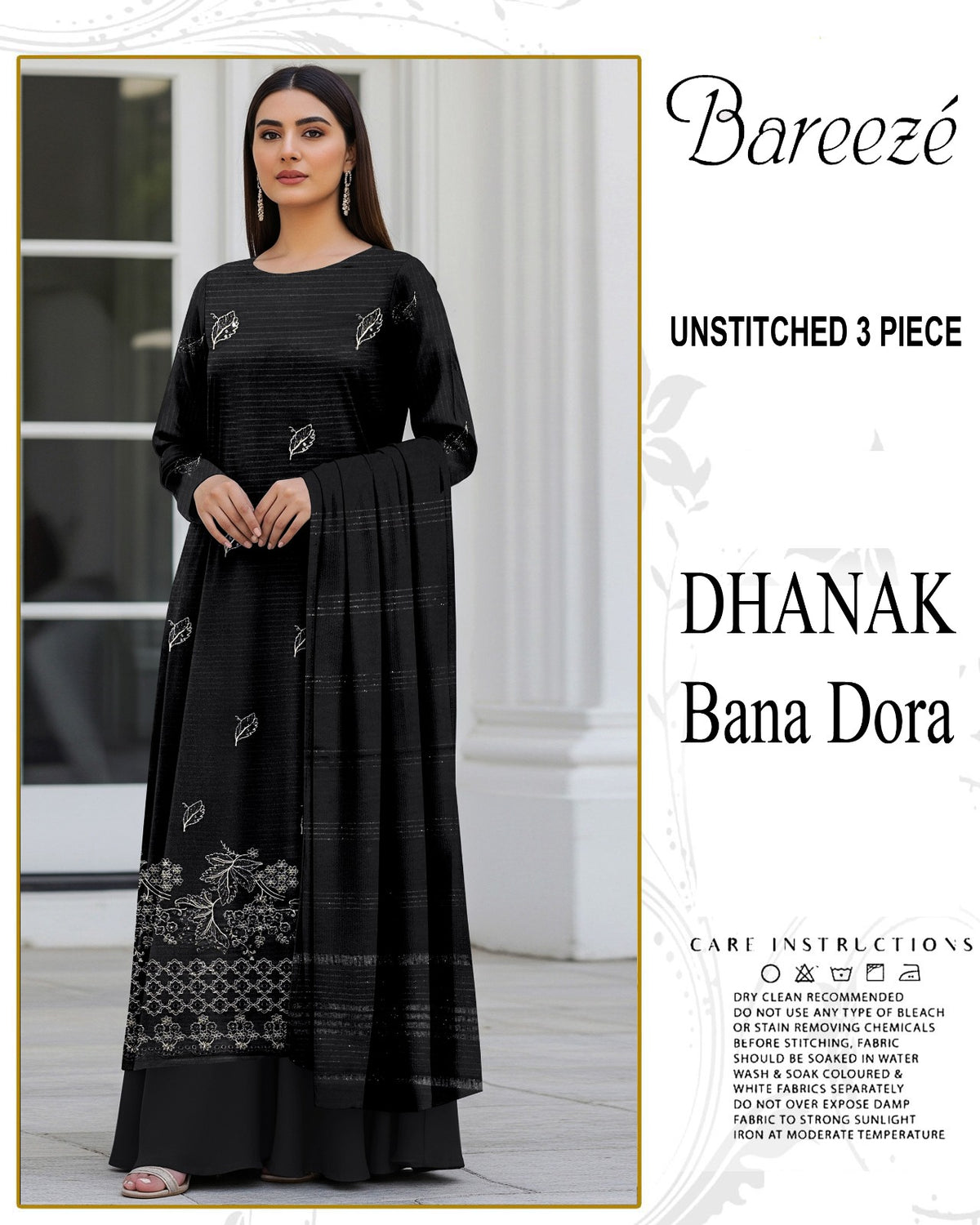 BREEZE 3-PIECE  EMBORIDERY DHANAK WITH SANCY SHAWL