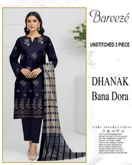BREEZE 3-PIECE  EMBORIDERY DHANAK WITH SANCY SHAWL