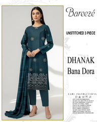 BREEZE 3-PIECE  EMBORIDERY DHANAK WITH SANCY SHAWL