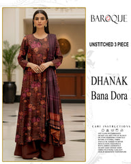 BAROQUE 3-PIECE DIGITAL PRINTED DHANAK BANA DORA UNSTITCHED